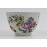 18th century Worcester sucrier bowl with polychrome painted Rogers-style floral and butterfly