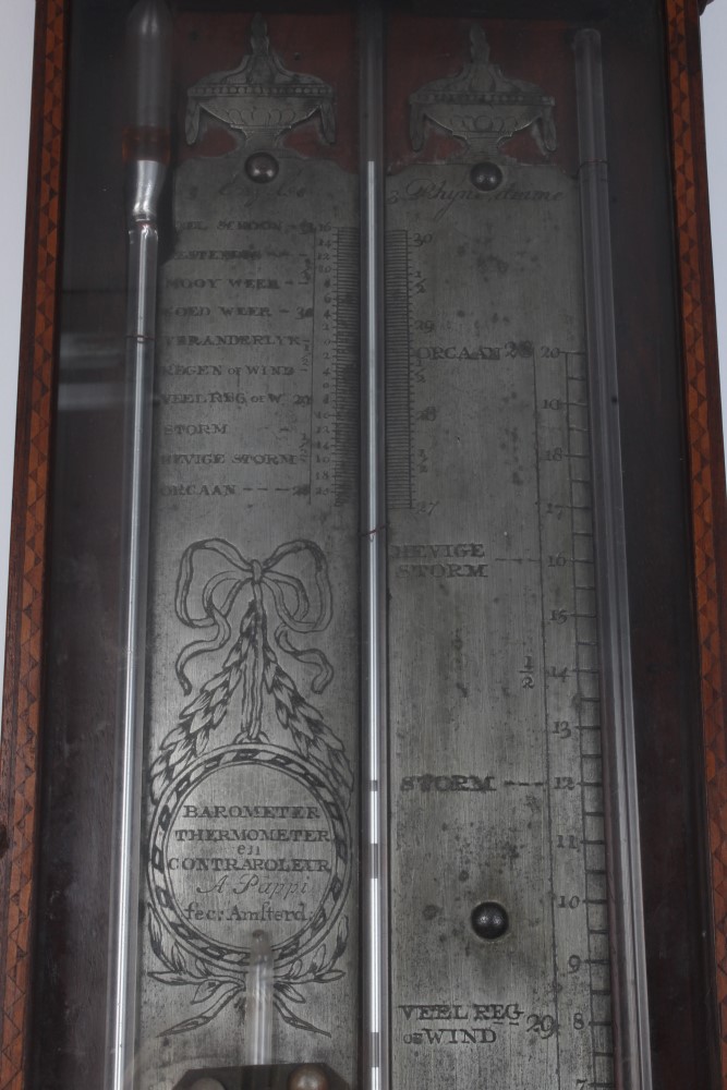 Early 19th century Dutch contra-barometer with twin mercury systems and an alcohol thermometer, - Image 5 of 5