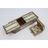 19th century Vizagapatam cribbage box, typically pen work decorated,