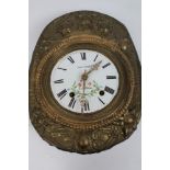 French Comtoise wall clock with eight day weight-driven movement striking on a bell,