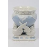 Victorian Minton porcelain vase in pale blue and white,