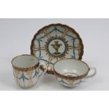 18th century Worcester trio with fluted bodies,