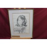 Andrew Vicari (b. 1938), pencil portrait of a young lady, signed, in glazed gilt frame, 48.5cm x 35.