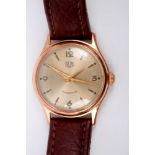 Rare 1950s East German Gub Glashutte wristwatch with engine-turned circular dial,