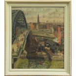 Caroline Hutchinson (British, mid-20th century), oil on canvas - 'The Wearmouth Bridge', signed,