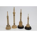 Victorian carved ivory desk thermometer in the form of an architectural column,