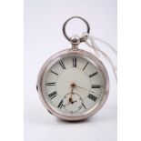 Victorian gentlemen's silver pocket watch, with English keywind lever movement,