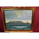 20th century South African School oil on board - Table Mountain, in gilt frame, 49cm x 61.