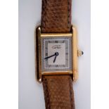 Must de Cartier Tank Quartz wristwatch with silver gilt case,