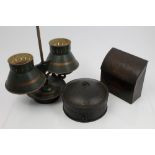 Victorian toleware spice box of domed cylindrical form,