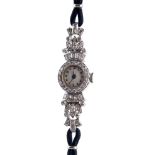 Art Deco ladies' diamond cocktail wristwatch with a Swiss seventeen jewel movement,