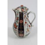 18th century Worcester Queens pattern jug and cover with floral knop,