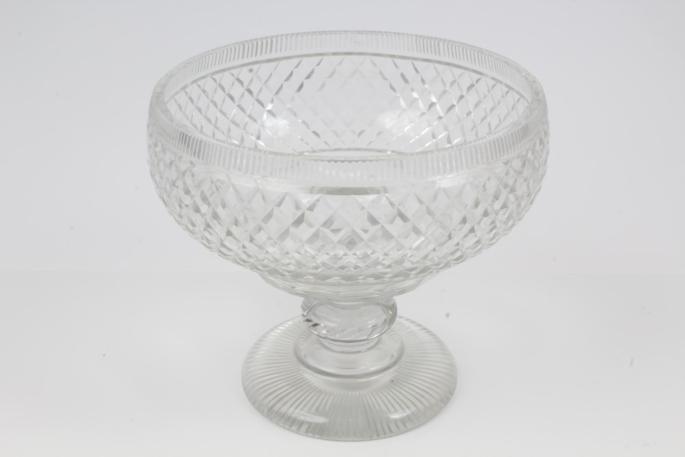 Good quality 19th century cut glass pedestal bowl with hobnail cut decoration,