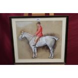 Frank Paton (1855 - 1909), watercolour and gouache - Gentleman upon a grey hunter, signed,