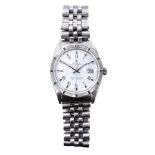 Gentlemen's Rolex Oyster Perpetual Date wristwatch with white dial with Roman numerals in stainless