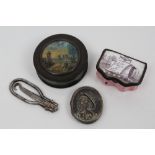 Georgian Bilston pink enamel box painted with urn and scroll 'A token of Love', snuff box,