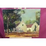 Edward Roworth (1880 - 1964), oil on canvas - South African farm buildings, signed, unframed,