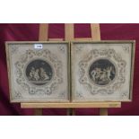 Pair of antique tinted Bartolozzi engravings depicting classical putti with flowers and grapes,