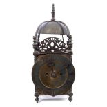 Victorian mantel clock in the 17th century lantern style, with twin chain fusee movement,