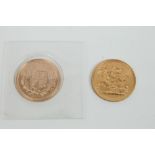 G.B. gold Sovereigns - Elizabeth II - 1980 and 2002.