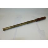 Victorian brass three-draw telescope with leather cover, signed - Wm.