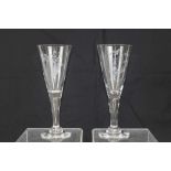 Two Dartington Crystal Royal Academy glasses, Sharon bubble stem goblets,