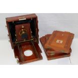 Victorian Instagraph mahogany and brass plate camera in original case with tripod