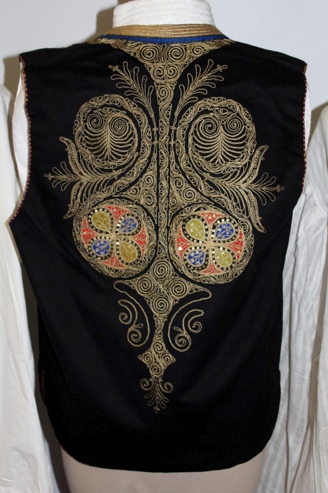 Vintage handmade wool waistcoat, probably Turkish, lavish bullion work metallic thread embroidery, - Image 5 of 5