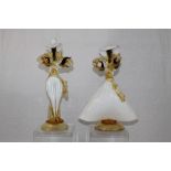 Pair of vintage large Murano glass figures, lady and gentleman Blackamoor Dandy figurines,