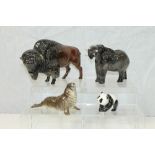 Four Beswick animal models - Bison, Elephant,