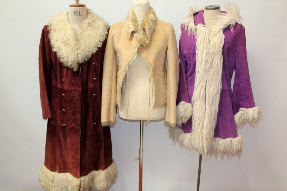 Ladies' vintage clothing - mainly 1960s - including burgundy Afghan coat, similar purple jacket, - Image 2 of 5