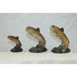 Three Beswick fish - Trout, no. 1032 (x 2) and Trout, no.