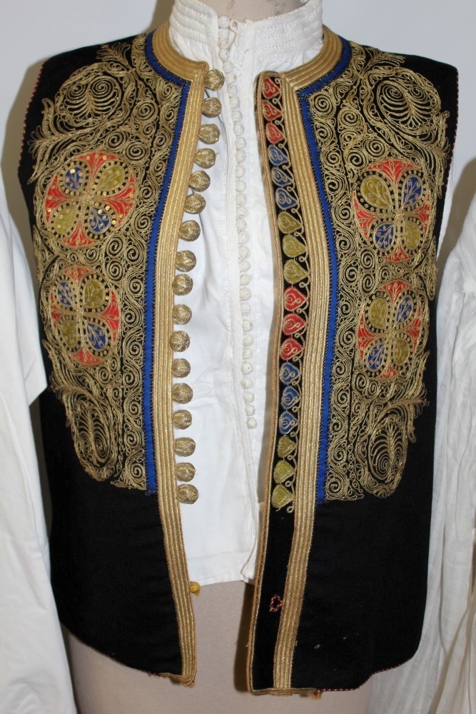 Vintage handmade wool waistcoat, probably Turkish, lavish bullion work metallic thread embroidery, - Image 2 of 5