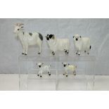 Five Beswick animal models - Goat, black-faced Ram,