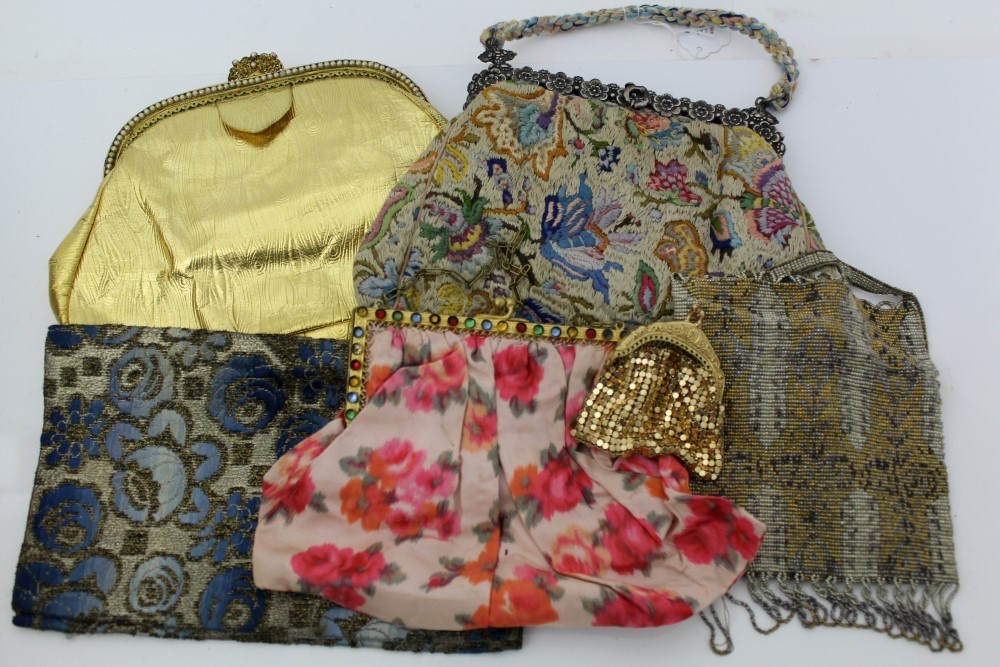 Ladies' vintage evening bag, German silver frame and crewel work embroidered bag, - Image 3 of 6