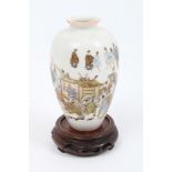 Late 19th century Japanese miniature vase - finely polychrome painted with a procession with