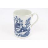 18th century Worcester blue and white tankard of flared cylindrical form,