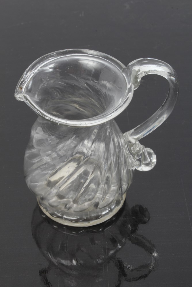 Two Georgian glass cream jugs with spiral-twist decoration, fold-over rims and loop handles, 8. - Image 2 of 16