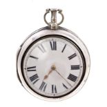 George III gentlemen's silver pair-cased pocket watch, by John Rentnow of London,