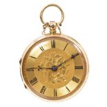 Victorian gold (18ct) mid-size pocket watch with key-wind fusee movement, by Thos.