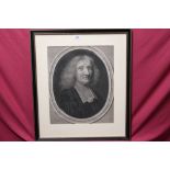 Antique black and white engraving - Offerebat Michael Manel Parisinus, dated 1675, in glazed frame,