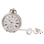 Victorian gentlemen's silver pocket watch, retailed by Kendal & Dent,