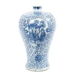 19th century Chinese blue and white baluster-shaped vase with narrow neck,