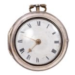 George III silver pair-cased pocket watch, by W.