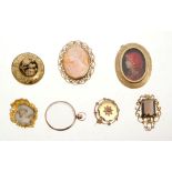 Late 19th century Continental gold and diamond brooch containing a portrait miniature,