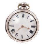 Large George IV gentlemen's silver pair-cased pocket watch, by Thompson of Woodbridge,