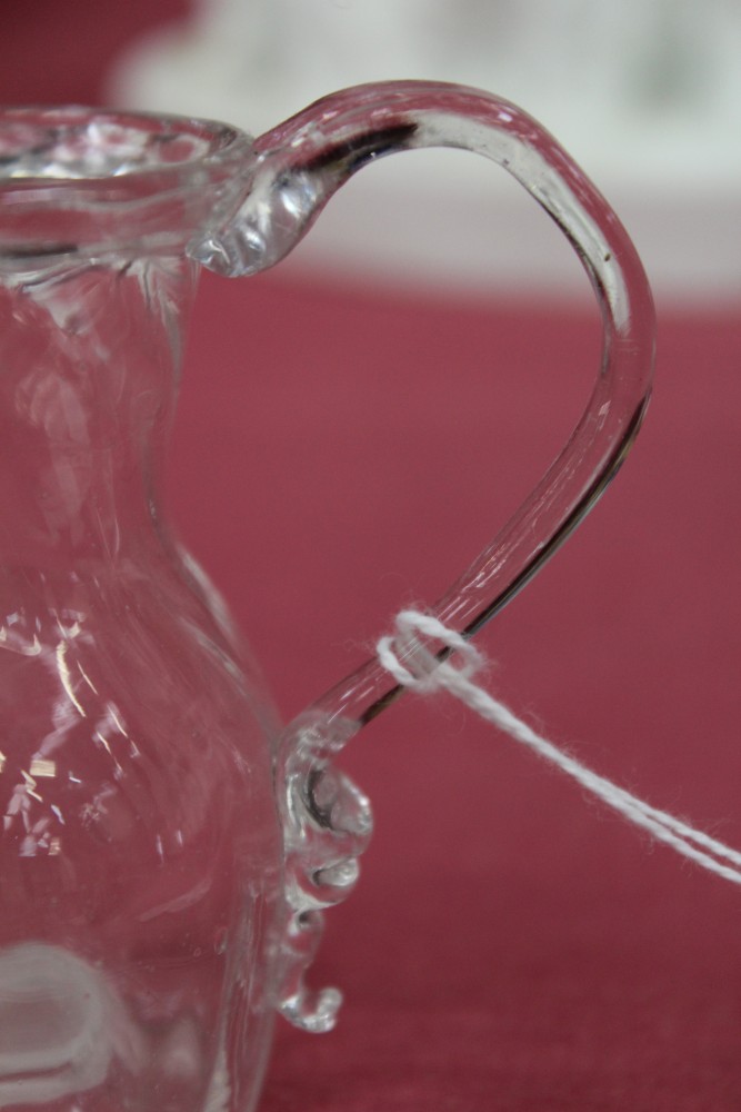 Two Georgian glass cream jugs with spiral-twist decoration, fold-over rims and loop handles, 8. - Image 12 of 16