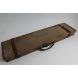 Early 20th century canvas and leather mounted shotgun case,