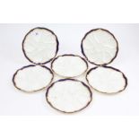 Set of six late Victorian Coalport oyster plates, retailed by Maple & Co. Ltd.