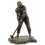 Victor Demanet (1895-1964), substantial Continental bronze figure of a labourer,